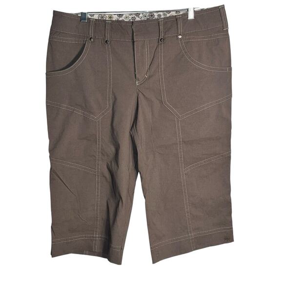Athleta Pants - Athleta Style #41259 Bermuda Hiking Shorts Size 14 – Taupe Brown Nylon Blend